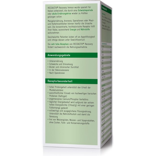 Recoactiv® Recovery Immune for Cats 3 x 90 ml - High Calorie Diet Complete Food, in Reconvalescence and after surgery, for Weight Gain and for Refusing of Food Recoactiv® Recovery Immune for Cats 3 x 90 ml - High Calorie Diet Complete Food, in Reconvalescence and after surgery, for Weight Gain and for Refusing of Food