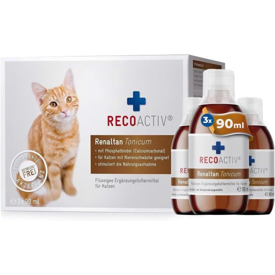 Renaltan Tonicum - Renal Tonic for Cats with Phosphate Binder - 3 x 90 ml - Food Supplement for Cats with Kidney Disorders - Tonic for Recovery of Cats with Renal Insufficiency Renaltan Tonicum - Renal Tonic for Cats with Phosphate Binder - 3 x 90 ml - Food Supplement for Cats with Kidney Disorders - Tonic for Recovery of Cats with Renal Insufficiency