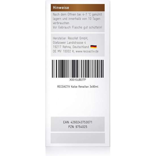 Renaltan Tonicum - Renal Tonic for Cats with Phosphate Binder - 3 x 90 ml - Food Supplement for Cats with Kidney Disorders - Tonic for Recovery of Cats with Renal Insufficiency Renaltan Tonicum - Renal Tonic for Cats with Phosphate Binder - 3 x 90 ml - Food Supplement for Cats with Kidney Disorders - Tonic for Recovery of Cats with Renal Insufficiency