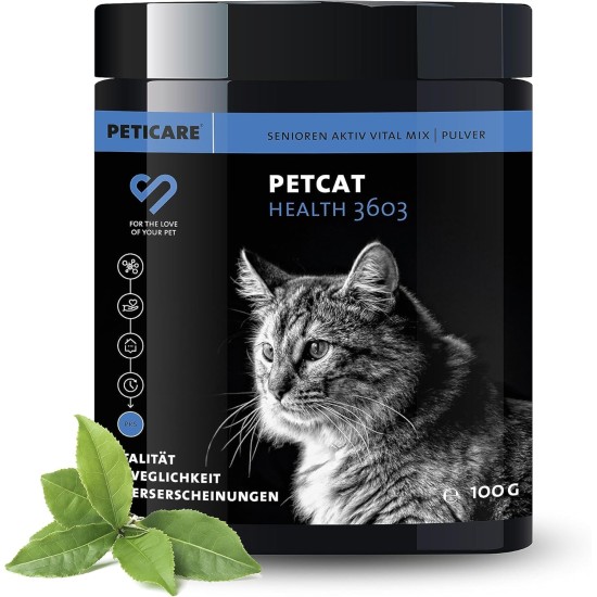 Senior Aktiv Vital Mix Powder for Old Cats, Natural Supplement Food with Green-Lipped Mussel, MSM, Curcuma, Promotes Immune System & Deficiency Symptoms, petCat Health 3603 Senior Aktiv Vital Mix Powder for Old Cats, Natural Supplement Food with Green-Lipped Mussel, MSM, Curcuma, Promotes Immune System & Deficiency Symptoms, petCat Health 3603