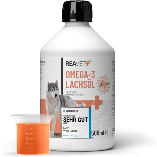 TESTURTEIL SEHR GUT 2025 ReaVET Salmon Oil Cat 100 ml - Rich in Omega 3 & 6, Fish Oil Dogs High Dose I Real Food Quality without Additives I Freshly Bottled in Germany TESTURTEIL SEHR GUT 2025 ReaVET Salmon Oil Cat 100 ml - Rich in Omega 3 & 6, Fish Oil Dogs High Dose I Real Food Quality without Additives I Freshly Bottled in Germany