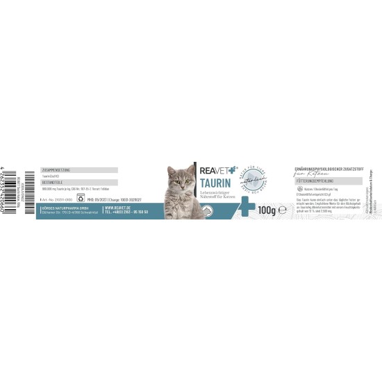 Taurine for Cats 100 g - Supports the Cardiovascular System, Taurine Powder 100% Pure, Amino Acids Support Defences & Cell Metabolism Taurine for Cats 100 g - Supports the Cardiovascular System, Taurine Powder 100% Pure, Amino Acids Support Defences & Cell Metabolism