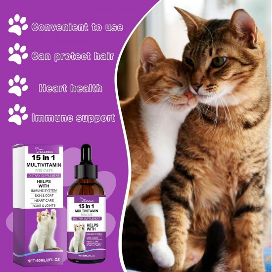 Vitamins Drops for Cats, Nutrients for Cats, Support for Metabolism & Immune System, Relieve a Cat's Bad Mood Vitamins Drops for Cats, Nutrients for Cats, Support for Metabolism & Immune System, Relieve a Cat's Bad Mood