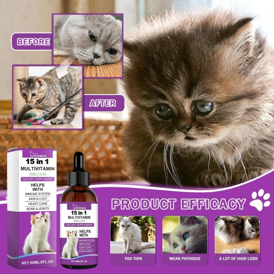 Vitamins Drops for Cats, Nutrients for Cats, Support for Metabolism & Immune System, Relieve a Cat's Bad Mood Vitamins Drops for Cats, Nutrients for Cats, Support for Metabolism & Immune System, Relieve a Cat's Bad Mood