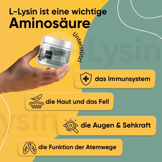 animigo L-Lysine for Cats - 250 g Powder - Pure Amino Acid Powder - For Cat Running, Immune System, Defences & Respiratory Tract - Includes Measuring Spoon - Vitamins for Cats - Alternative to Chew animigo L-Lysine for Cats - 250 g Powder - Pure Amino Acid Powder - For Cat Running, Immune System, Defences & Respiratory Tract - Includes Measuring Spoon - Vitamins for Cats - Alternative to Chew