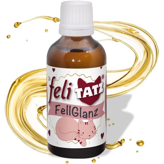 cdVet Naturprodukte feliTATZ FellGlanz 50 ml - Cat - Omega-3 + Omega-6 Fatty Acids - Source of Significant Vital Substances + Oils - Supports Coat Change - Organic Quality Vegetable Oils