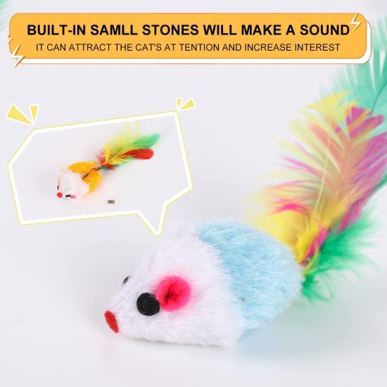 18 Pieces Cat Toy Mouse Toy Mouse for Cats Mice Rattles Small Mouse Catnip Toy with Feather Tail Fur Interactive Cat Toy Mixed Cat Plush Mouse Toy 18 Pieces Cat Toy Mouse Toy Mouse for Cats Mice Rattles Small Mouse Catnip Toy with Feather Tail Fur Interactive Cat Toy Mixed Cat Plush Mouse Toy