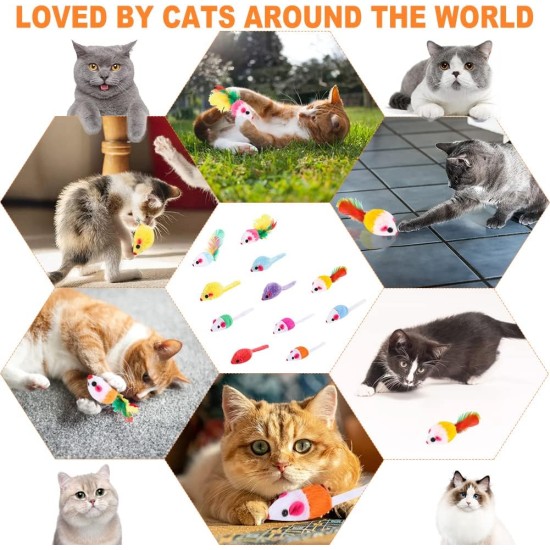 18 Pieces Cat Toy Mouse Toy Mouse for Cats Mice Rattles Small Mouse Catnip Toy with Feather Tail Fur Interactive Cat Toy Mixed Cat Plush Mouse Toy 18 Pieces Cat Toy Mouse Toy Mouse for Cats Mice Rattles Small Mouse Catnip Toy with Feather Tail Fur Interactive Cat Toy Mixed Cat Plush Mouse Toy