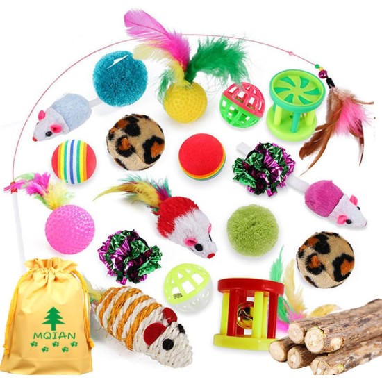 25 Pieces Cat Toy Set, Kitten Mouse Toy Set, Cat Toy Ball with Feather, Cat Toy Variety Cat Toy Pack 25 Pieces Cat Toy Set, Kitten Mouse Toy Set, Cat Toy Ball with Feather, Cat Toy Variety Cat Toy Pack