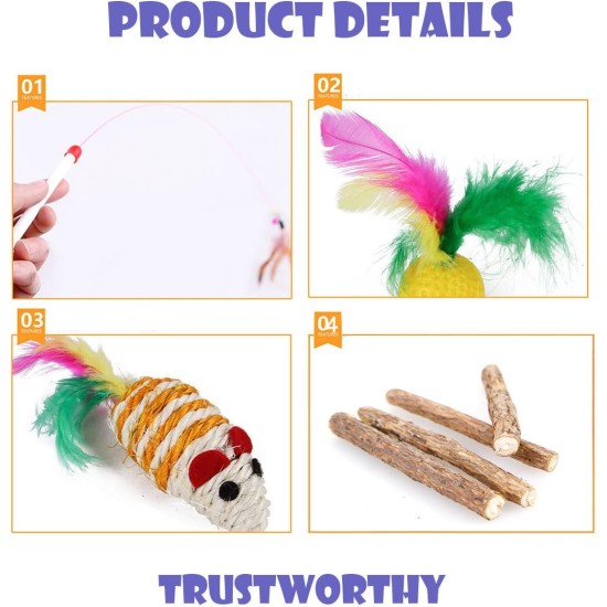 25 Pieces Cat Toy Set, Kitten Mouse Toy Set, Cat Toy Ball with Feather, Cat Toy Variety Cat Toy Pack 25 Pieces Cat Toy Set, Kitten Mouse Toy Set, Cat Toy Ball with Feather, Cat Toy Variety Cat Toy Pack