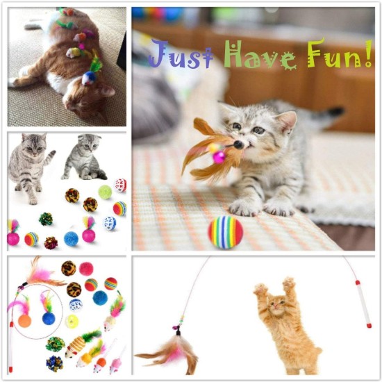 25 Pieces Cat Toy Set, Kitten Mouse Toy Set, Cat Toy Ball with Feather, Cat Toy Variety Cat Toy Pack 25 Pieces Cat Toy Set, Kitten Mouse Toy Set, Cat Toy Ball with Feather, Cat Toy Variety Cat Toy Pack