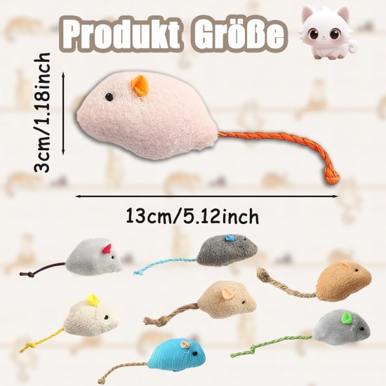 8-Piece Cat Toy Set, Catnip Toy, Toy Mice, Plush Cat Toy, Catnip Mouse for Cats Kitty, Interactive for Cats and Kittens, for All Cat Breeds 8-Piece Cat Toy Set, Catnip Toy, Toy Mice, Plush Cat Toy, Catnip Mouse for Cats Kitty, Interactive for Cats and Kittens, for All Cat Breeds