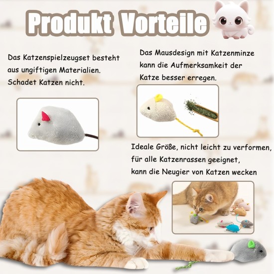 8-Piece Cat Toy Set, Catnip Toy, Toy Mice, Plush Cat Toy, Catnip Mouse for Cats Kitty, Interactive for Cats and Kittens, for All Cat Breeds 8-Piece Cat Toy Set, Catnip Toy, Toy Mice, Plush Cat Toy, Catnip Mouse for Cats Kitty, Interactive for Cats and Kittens, for All Cat Breeds