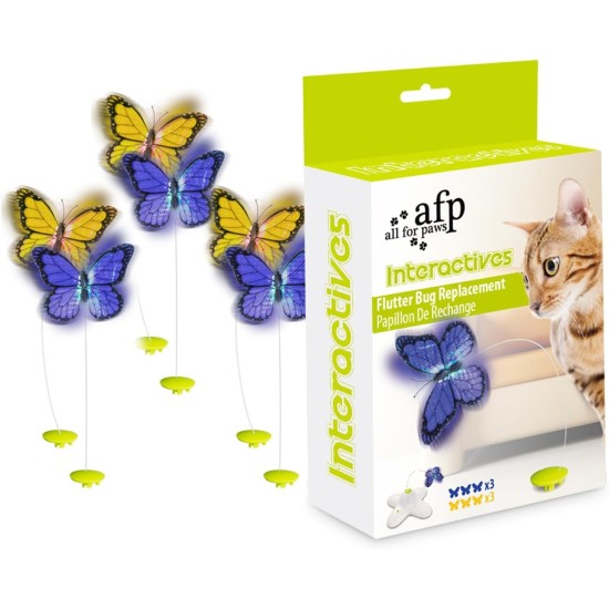 ALL FOR PAWS Interactive Cat Flutter Bug Refil, Pack of 6 ALL FOR PAWS Interactive Cat Flutter Bug Refil, Pack of 6