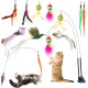 AiQInu Pack of 4 Interactive Cat Toy, Suction Cup, 1 Cat Fishing Rod with 2 Bells Birds, Intelligence Toy for Cats, Wand AiQInu Pack of 4 Interactive Cat Toy, Suction Cup, 1 Cat Fishing Rod with 2 Bells Birds, Intelligence Toy for Cats, Wand