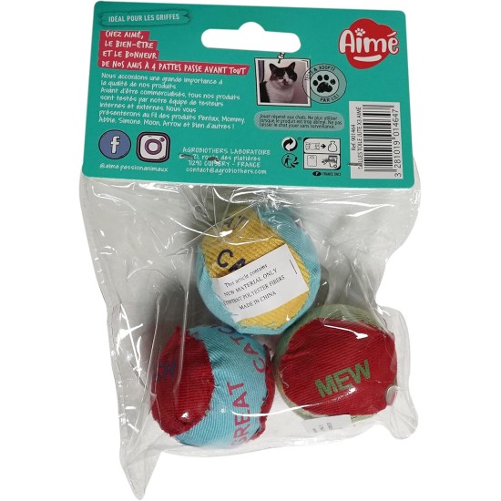 Aime Burlap Balls Cat Toy - Pack of 3 Aime Burlap Balls Cat Toy - Pack of 3