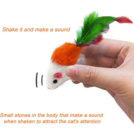 BSITSSS Pack of 10 Cat Toy Mouse, Cat Toy Self-Activity with Feather Tail, Cat Toy, Interactive Cat Toy, Furry Cat Accessories for Cats, Fun Play (Random Colour) BSITSSS Pack of 10 Cat Toy Mouse, Cat Toy Self-Activity with Feather Tail, Cat Toy, Interactive Cat Toy, Furry Cat Accessories for Cats, Fun Play (Random Colour)