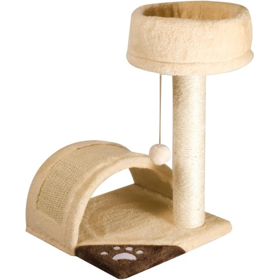 CAT&RINA Classic Mineu Cat Scratching Post with Top Shelf and Ball for Cats, Multi-Colour, Size 36 x 33 x 52 cm CAT&RINA Classic Mineu Cat Scratching Post with Top Shelf and Ball for Cats, Multi-Colour, Size 36 x 33 x 52 cm