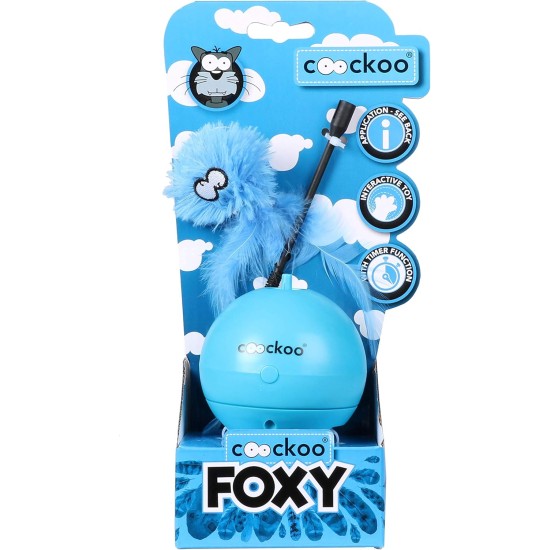 COOCKOO Europet Rotating Fishing Rod Foxy Magic Ball Blue Interactive Cat Toy with Timer Turns Off After 5 Minutes Battery Not Included COOCKOO Europet Rotating Fishing Rod Foxy Magic Ball Blue Interactive Cat Toy with Timer Turns Off After 5 Minutes Battery Not Included