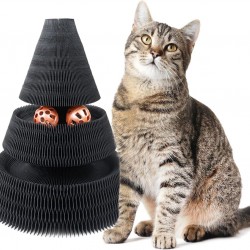 CanadianCat Company Treetop Scratching Toy - Scratching Cardboard with Play Balls - Black | Diameter 27.5 x 28 cm Height, Toy for Cats CanadianCat Company Treetop Scratching Toy - Scratching Cardboard with Play Balls - Black | Diameter 27.5 x 28 cm Height, Toy for Cats