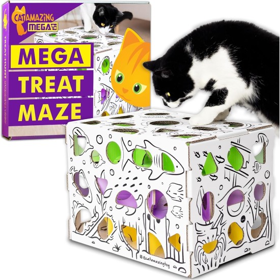 Cat Amazing Mega - Cat Treat Puzzle Box - Interactive Treat Maze - Cat Puzzle Feeder - Treat Box for Indoor Cats - Enrichment Food Toy - Best Cat Toy of All Time Cat Amazing Mega - Cat Treat Puzzle Box - Interactive Treat Maze - Cat Puzzle Feeder - Treat Box for Indoor Cats - Enrichment Food Toy - Best Cat Toy of All Time