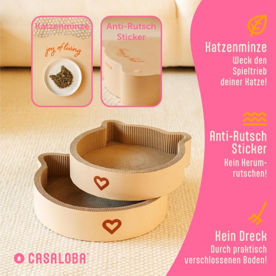 Cat Basket for Sleeping, Scratching and Playing, Durable Cat Scratching Board Made of Premium Corrugated Cardboard in Modern Cat Head Shape, 3-in-1 Cat Toy, Scratching Furniture and Sleeping Cat Basket for Sleeping, Scratching and Playing, Durable Cat Scratching Board Made of Premium Corrugated Cardboard in Modern Cat Head Shape, 3-in-1 Cat Toy, Scratching Furniture and Sleeping
