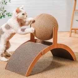 Cat Scratcher Cardboard, Natural Sisal Scratching Board with Ball, Curved Bridge Design, Rabbit Scratching Toy for Natural Scratching Needs & Furniture Protection, 35 x 15 x 26 cm Cat Scratcher Cardboard, Natural Sisal Scratching Board with Ball, Curved Bridge Design, Rabbit Scratching Toy for Natural Scratching Needs & Furniture Protection, 35 x 15 x 26 cm