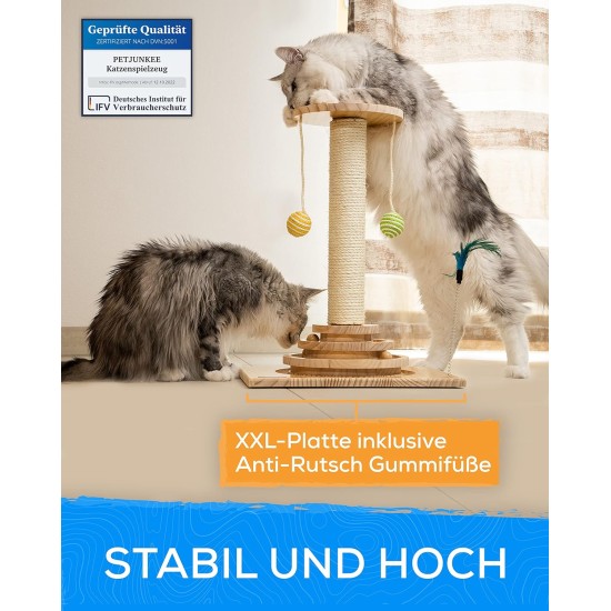 Cat Scratching Post - Interactive Cat Toy with 40 cm High Scratching Post, Feather and Rattle Balls - Small Cat Scratching Post - Cat Scratching Furniture Cat Scratching Post - Interactive Cat Toy with 40 cm High Scratching Post, Feather and Rattle Balls - Small Cat Scratching Post - Cat Scratching Furniture