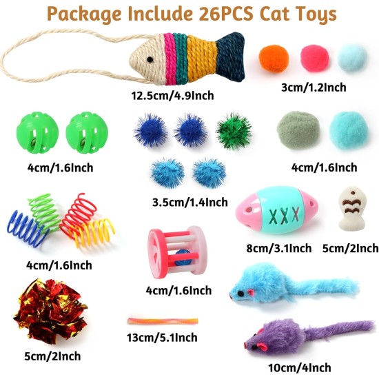 Cat Toy Accessories, Pack of 26 Cat Toy, Interactive Toy for Cats Kitty Cat Toy Accessories, Pack of 26 Cat Toy, Interactive Toy for Cats Kitty