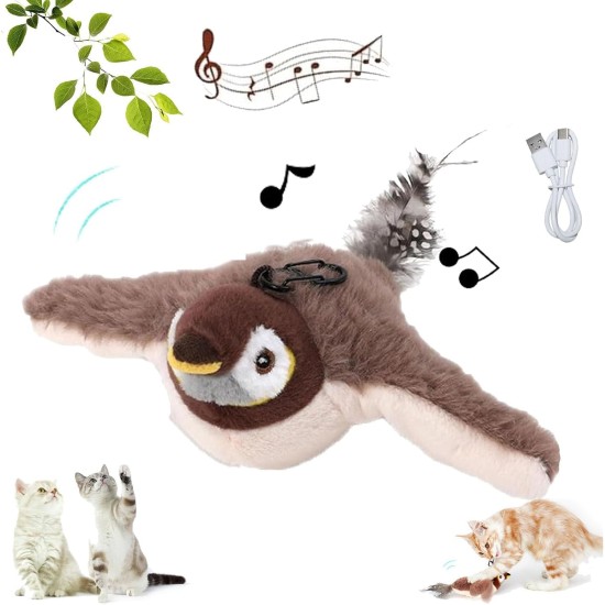 Cat Toy Bird Interactive Cat Toy Fluttering Bird for Adult House Cats, Rechargeable and Washable, Great Bird Toy for Cats and Kittens for Biting and Kicking (Brown) Cat Toy Bird Interactive Cat Toy Fluttering Bird for Adult House Cats, Rechargeable and Washable, Great Bird Toy for Cats and Kittens for Biting and Kicking (Brown)