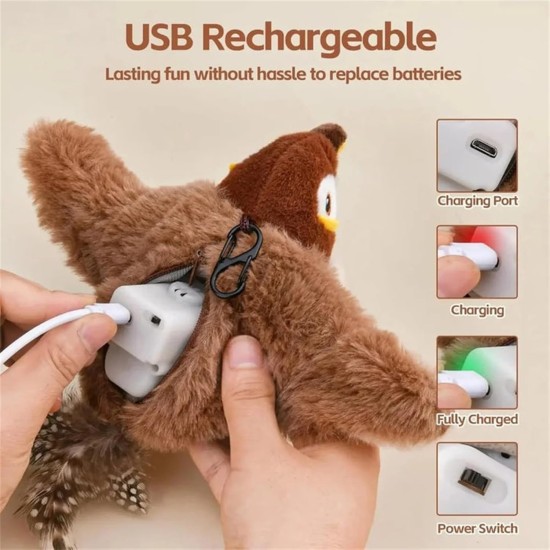 Cat Toy Bird Interactive Cat Toy Fluttering Bird for Adult House Cats, Rechargeable and Washable, Great Bird Toy for Cats and Kittens for Biting and Kicking (Brown) Cat Toy Bird Interactive Cat Toy Fluttering Bird for Adult House Cats, Rechargeable and Washable, Great Bird Toy for Cats and Kittens for Biting and Kicking (Brown)