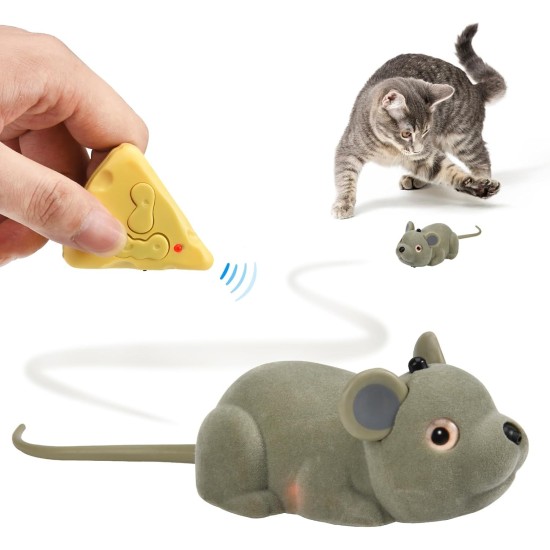 Cat Toy Electric Play Mouse, Automatic Remote Controlled Mouse with Remote Control in Cheese Shape and USB Cable, Interactive Cat Toy, RC Rat, Pet Children Gift Cat Toy Electric Play Mouse, Automatic Remote Controlled Mouse with Remote Control in Cheese Shape and USB Cable, Interactive Cat Toy, RC Rat, Pet Children Gift