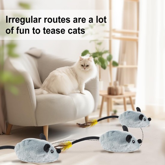 Cat Toy Electric Play Mouse, Cat Toy Mice, Cat Toy Mice with Feathers, Toy Mice for Cats, Electric, USB Interactive Cat Toy Mice for Cat Run Cat Toy Electric Play Mouse, Cat Toy Mice, Cat Toy Mice with Feathers, Toy Mice for Cats, Electric, USB Interactive Cat Toy Mice for Cat Run