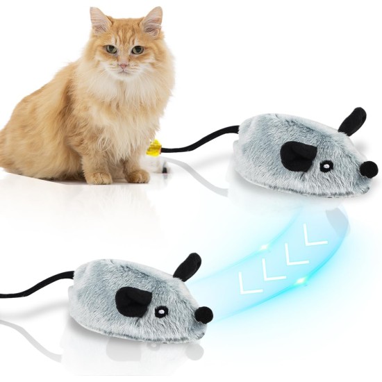 Cat Toy Electric Play Mouse, Cat Toy Mice, Cat Toy Mice with Feathers, Toy Mice for Cats, Electric, USB Interactive Cat Toy Mice for Cat Run