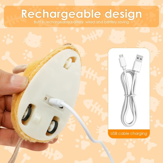 Cat Toy Electric Play Mouse with Feather Tail Cat Toy Mouse Electric with LED Light USB Realistic Mouse Sounds Interactive Toy Mouse for Cats Dogs (Yellow + Grey) Cat Toy Electric Play Mouse with Feather Tail Cat Toy Mouse Electric with LED Light USB Realistic Mouse Sounds Interactive Toy Mouse for Cats Dogs (Yellow + Grey)