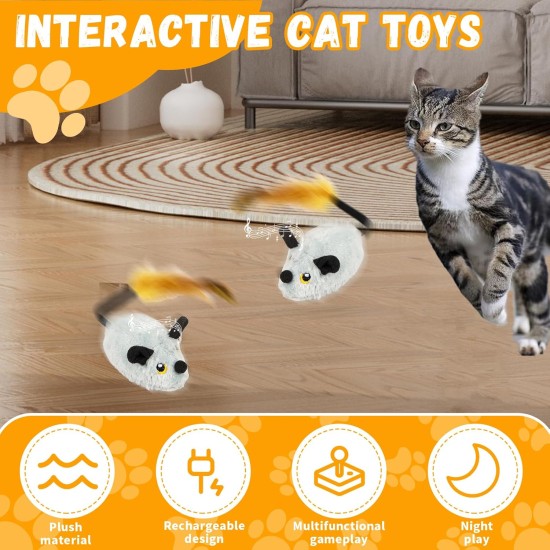 Cat Toy Electric Play Mouse with Feather Tail Cat Toy Mouse Electric with LED Light USB Realistic Mouse Sounds Interactive Toy Mouse for Cats Dogs (Yellow + Grey) Cat Toy Electric Play Mouse with Feather Tail Cat Toy Mouse Electric with LED Light USB Realistic Mouse Sounds Interactive Toy Mouse for Cats Dogs (Yellow + Grey)