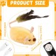 Cat Toy Electric Play Mouse with Feather Tail Cat Toy Mouse Electric with LED Light USB Realistic Mouse Sounds Interactive Toy Mouse for Cats Dogs (Yellow + Grey)