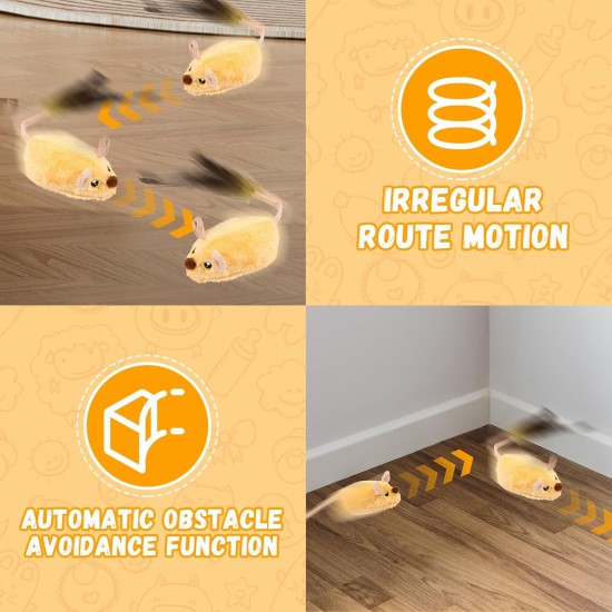 Cat Toy Electric Play Mouse with Feather Tail Cat Toy Mouse Electric with LED Light USB Realistic Mouse Sounds Interactive Toy Mouse for Cats Dogs (Yellow + Grey) Cat Toy Electric Play Mouse with Feather Tail Cat Toy Mouse Electric with LED Light USB Realistic Mouse Sounds Interactive Toy Mouse for Cats Dogs (Yellow + Grey)