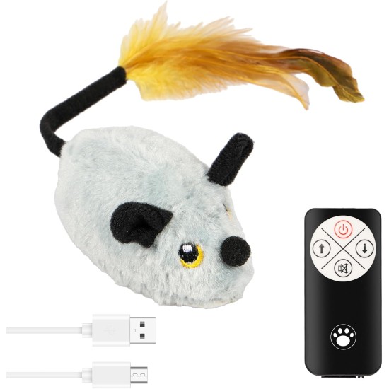 Cat Toy Electric Play Mouse with Feather Tail Cat Toy Mouse Electric with LED Light USB Realistic Mouse Sounds Interactive Toy Mouse for Cats Dogs (Yellow + Grey) Cat Toy Electric Play Mouse with Feather Tail Cat Toy Mouse Electric with LED Light USB Realistic Mouse Sounds Interactive Toy Mouse for Cats Dogs (Yellow + Grey)