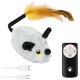 Cat Toy Electric Play Mouse with Feather Tail Cat Toy Mouse Electric with LED Light USB Realistic Mouse Sounds Interactive Toy Mouse for Cats Dogs (Yellow + Grey)