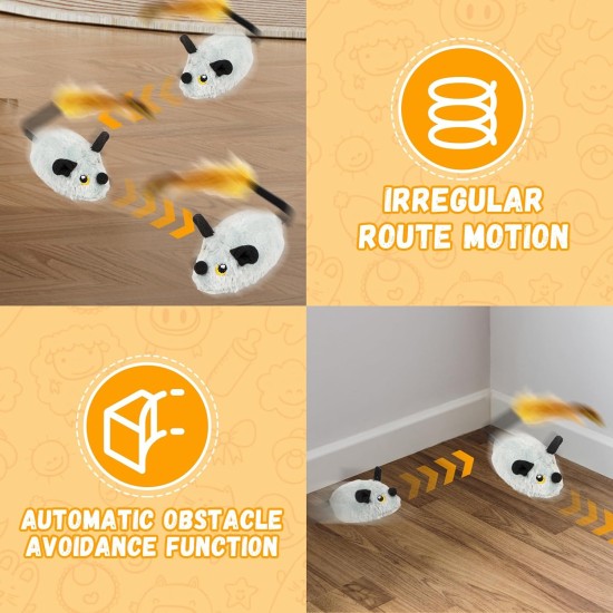 Cat Toy Electric Play Mouse with Feather Tail Cat Toy Mouse Electric with LED Light USB Realistic Mouse Sounds Interactive Toy Mouse for Cats Dogs (Yellow + Grey) Cat Toy Electric Play Mouse with Feather Tail Cat Toy Mouse Electric with LED Light USB Realistic Mouse Sounds Interactive Toy Mouse for Cats Dogs (Yellow + Grey)