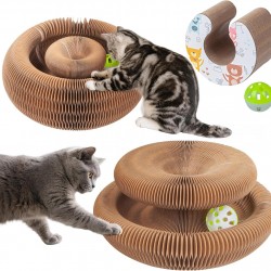 Cat Toy, Magic Accordion Scratching Board, Interactive Toy with Ball Track, Cardboard Scratching Toy for Home Cats and Kittens, Activity and Exercise Cat Toy, Magic Accordion Scratching Board, Interactive Toy with Ball Track, Cardboard Scratching Toy for Home Cats and Kittens, Activity and Exercise