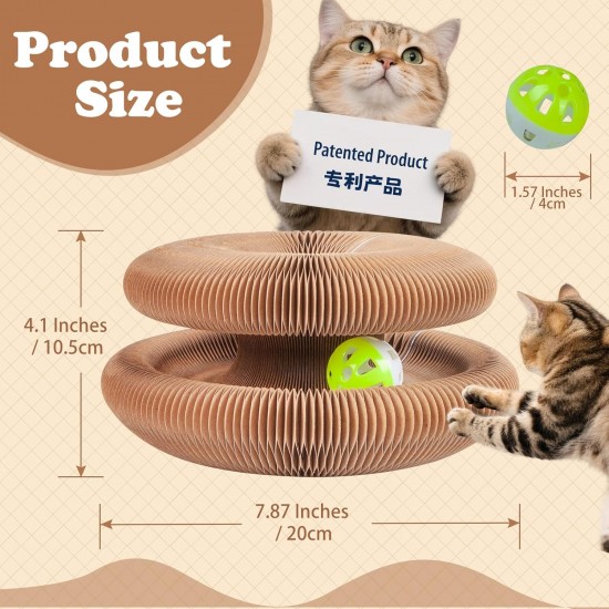 Cat Toy, Magic Accordion Scratching Board, Interactive Toy with Ball Track, Cardboard Scratching Toy for Home Cats and Kittens, Activity and Exercise Cat Toy, Magic Accordion Scratching Board, Interactive Toy with Ball Track, Cardboard Scratching Toy for Home Cats and Kittens, Activity and Exercise