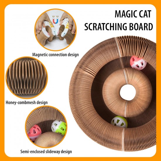 Cat Toy, Magic Accordion Scratching Board, Interactive Toy with Ball Track, Cardboard Scratching Toy for Home Cats and Kittens, Activity and Exercise Cat Toy, Magic Accordion Scratching Board, Interactive Toy with Ball Track, Cardboard Scratching Toy for Home Cats and Kittens, Activity and Exercise