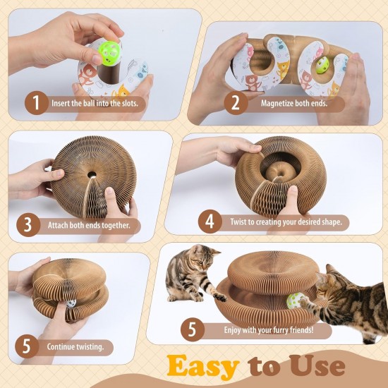 Cat Toy, Magic Accordion Scratching Board, Interactive Toy with Ball Track, Cardboard Scratching Toy for Home Cats and Kittens, Activity and Exercise Cat Toy, Magic Accordion Scratching Board, Interactive Toy with Ball Track, Cardboard Scratching Toy for Home Cats and Kittens, Activity and Exercise