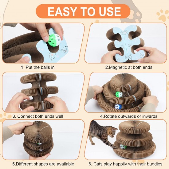 Cat Toy, Magic Accordion Scratching Board, Interactive Toy with Ball Track, Cardboard Scratching Toy for Home Cats and Kittens, Activity and Exercise Cat Toy, Magic Accordion Scratching Board, Interactive Toy with Ball Track, Cardboard Scratching Toy for Home Cats and Kittens, Activity and Exercise