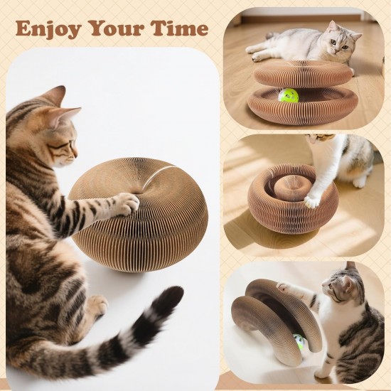 Cat Toy, Magic Accordion Scratching Board, Interactive Toy with Ball Track, Cardboard Scratching Toy for Home Cats and Kittens, Activity and Exercise Cat Toy, Magic Accordion Scratching Board, Interactive Toy with Ball Track, Cardboard Scratching Toy for Home Cats and Kittens, Activity and Exercise