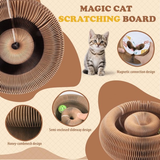 Cat Toy, Magic Accordion Scratching Board, Interactive Toy with Ball Track, Cardboard Scratching Toy for Home Cats and Kittens, Activity and Exercise Cat Toy, Magic Accordion Scratching Board, Interactive Toy with Ball Track, Cardboard Scratching Toy for Home Cats and Kittens, Activity and Exercise