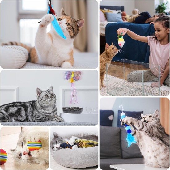 Cat Toy Set, 22 Pieces Cat Toy, with Cat Tunnel, Feather Toy, Plush Toy, Toy Mice Cat Toy for Kitty, Puppy, Kitten Cat Toy Set, 22 Pieces Cat Toy, with Cat Tunnel, Feather Toy, Plush Toy, Toy Mice Cat Toy for Kitty, Puppy, Kitten