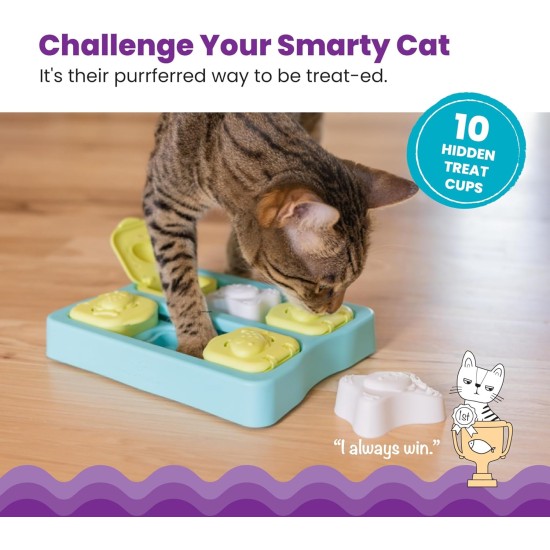 Catstages Kitty Cube Puzzle Interactive Cat Treat Puzzle Cat Toy, Blue Catstages Kitty Cube Puzzle Interactive Cat Treat Puzzle Cat Toy, Blue